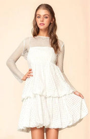 White Davi & Dani Checker Print Side Pockets Textured Mini Dress | Mini Dresses Daverri Fashions