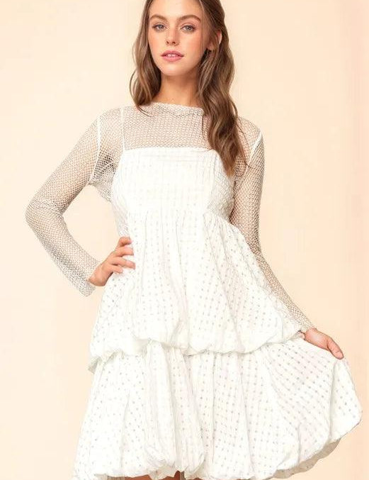 White Davi & Dani Checker Print Side Pockets Textured Mini Dress | Mini Dresses Daverri Fashions