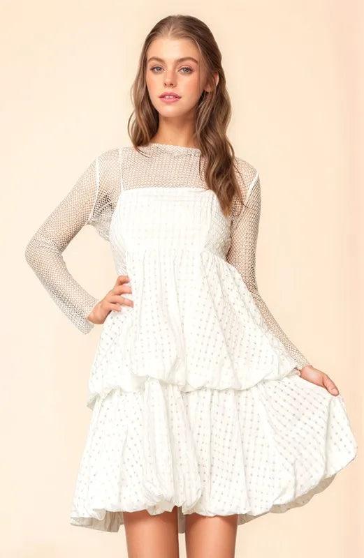 White Davi & Dani Checker Print Side Pockets Textured Mini Dress | Mini Dresses Daverri Fashions
