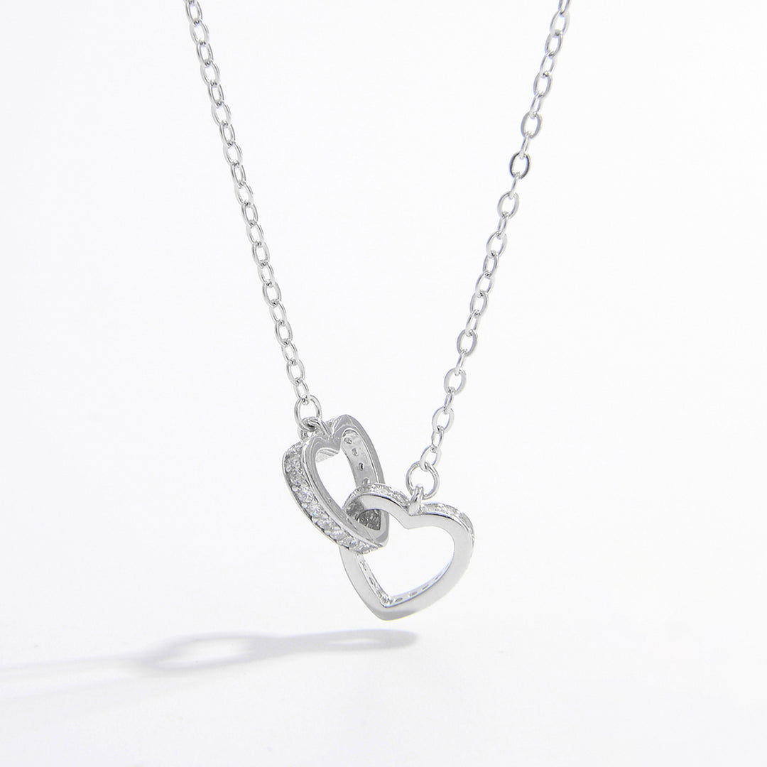 925 Sterling Silver Inlaid Zircon Heart Necklace Silver One Size Necklaces