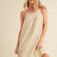 Aemi + Co Embroidered Trim Gauze Square Neck Mini Cami Dress Oatmeal Cami Dresses