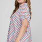She + Sky Full Size Printed Johnny Collar Short Sleeve Blouse Plus Size Blouses
