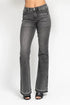 Judy Blue Full Size Mid Rise Tummy Control Washed Gray Release Hem Flare Jeans Plus Size - DAVERRI FASHIONS
