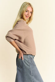 Davi & Dani Round Neck Batwing Sleeve Sweater Tops