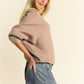 Davi & Dani Round Neck Batwing Sleeve Sweater - DAVERRI FASHIONS