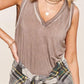 Raw Edge Back Patch V-Neck Tank Top Tank Tops