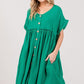 SAGE + FIG Full Size Button Up Short Sleeve Dress Knee Length Dresses