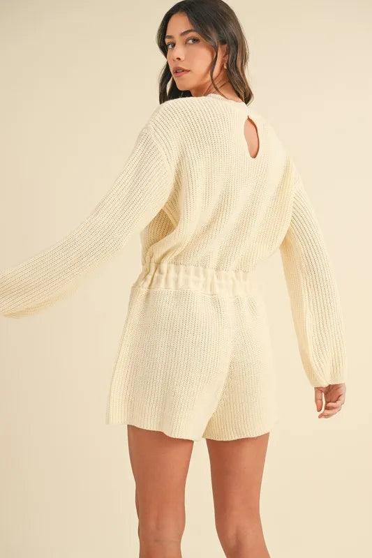 MABLE Round Neck Long Sleeve Sweater Romper