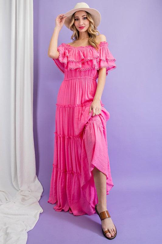 Off the Shoulder Ruffle Maxi Dress Maxi Dresses