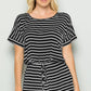 Heimish Full Size Striped Round Neck Short Sleeve Romper BLACKIVORY Rompers