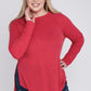 Plus Melange Baby Waffle Long Sleeve Top Plus Tops