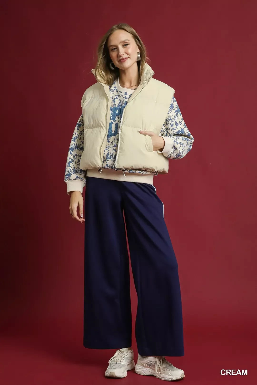 Umgee High Neck Puffer Vest with Zip Front | Vest Jackets Daverri Fashions