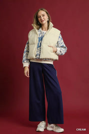 Umgee High Neck Puffer Vest with Zip Front | Vest Jackets Daverri Fashions