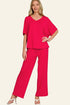 Zenana vibrant ruby red V-neck oversized top and pants set