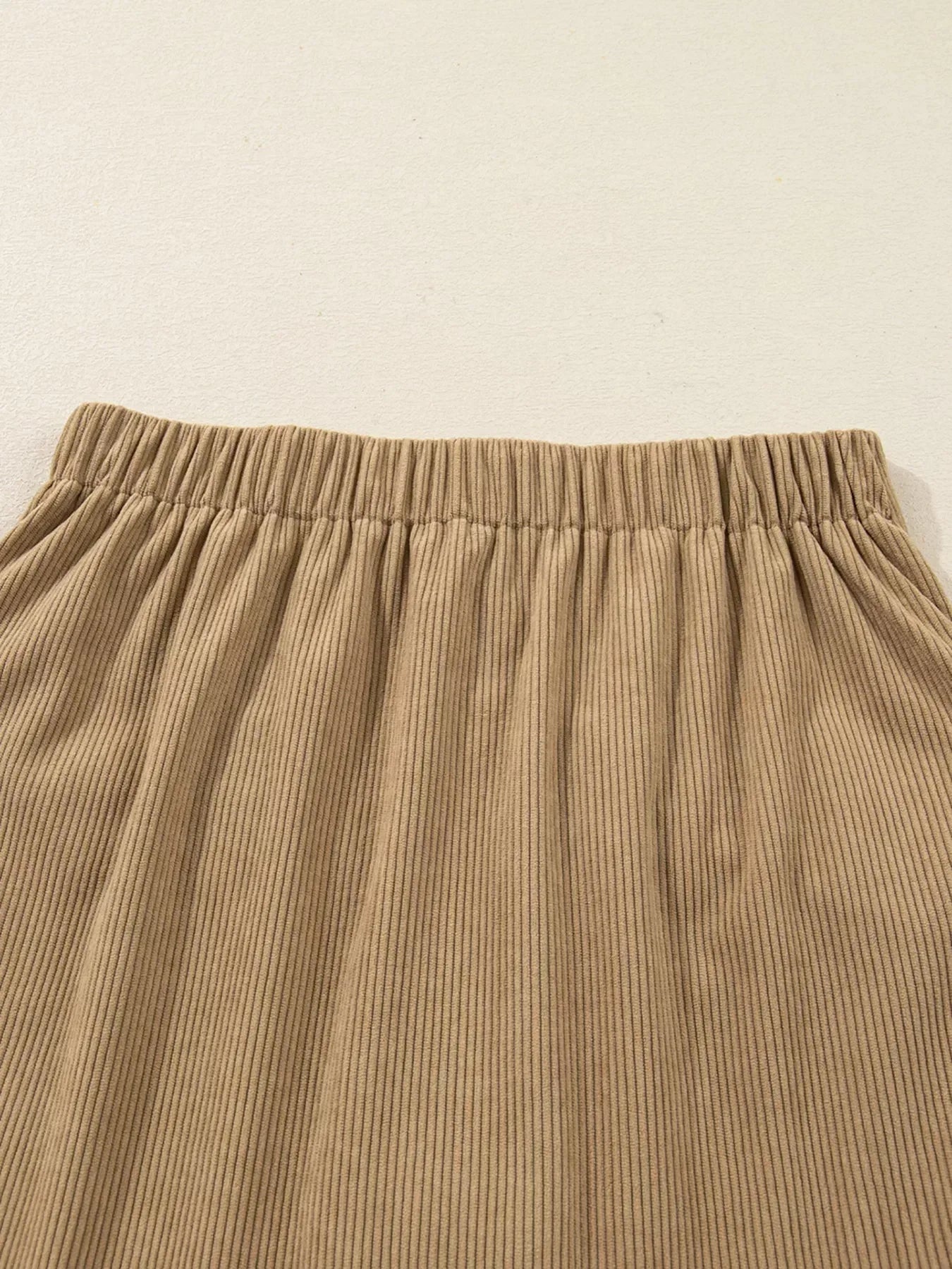 Corduroy Buttoned Front Mini Skirt - DAVERRI FASHIONS