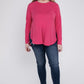 Plus Melange Baby Waffle Long Sleeve Top Plus Tops