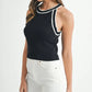 MABLE Contrast Trim Grecian Neck Cropped Tank