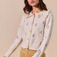 SO ME Collared Floral Embroidered Button Down Sweater Cardigan - DAVERRI FASHIONS