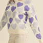 Heart Ribbed Hem Long Sleeve Sweater - DAVERRI FASHIONS