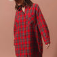 SO ME Christmas Checker Plaid Button Up Shirt Dress - DAVERRI FASHIONS