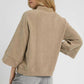 Umgee Textured Knit V-Neck Top Taupe - DAVERRI FASHIONS