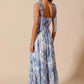SO ME Floral Print Flowy Maxi Dress with Lace Ribbon Tie