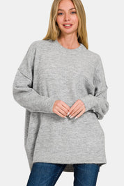 Zenana High-Low Hem Drop Shoulder Sweater | Sweaters Daverri Fashions