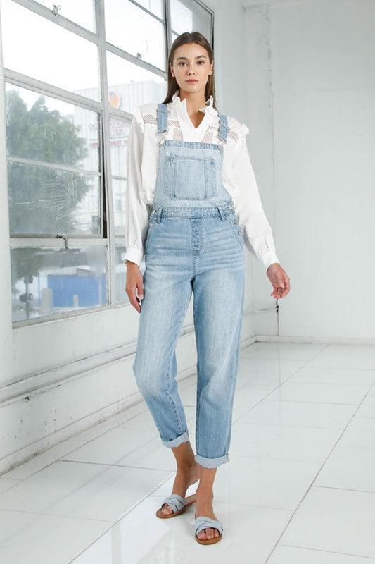 Mom Fit Denim Overalls LIGHT M Overalls