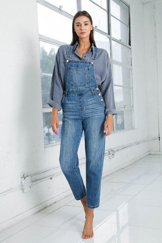 Mom Fit Denim Overalls Overalls