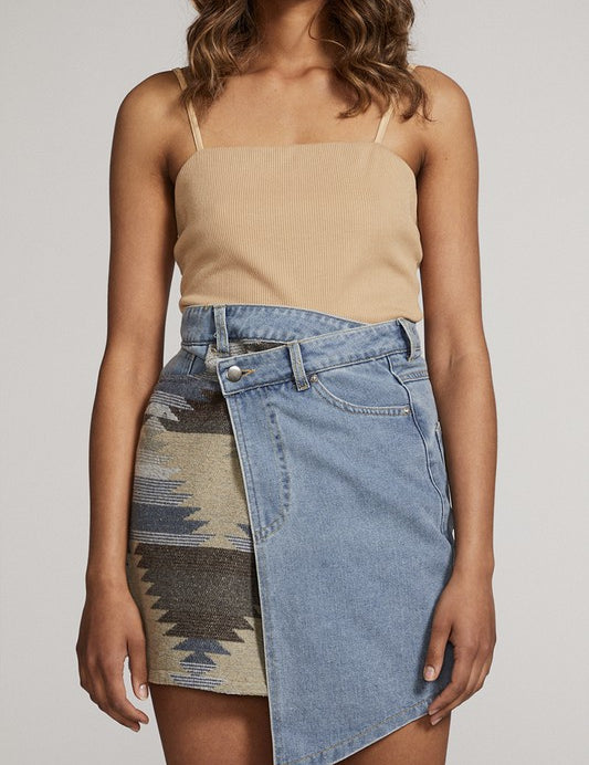 BLUE SAND Denim Wrap Skirt | Skirts Daverri Fashions
