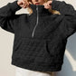 Double Take Half Zip Long Sleeve Quilted Sweatshirt with Pocket - DAVERRI FASHIONS