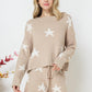Soft Long Sleeve Star Print Top and Short Set Loungewear Sets