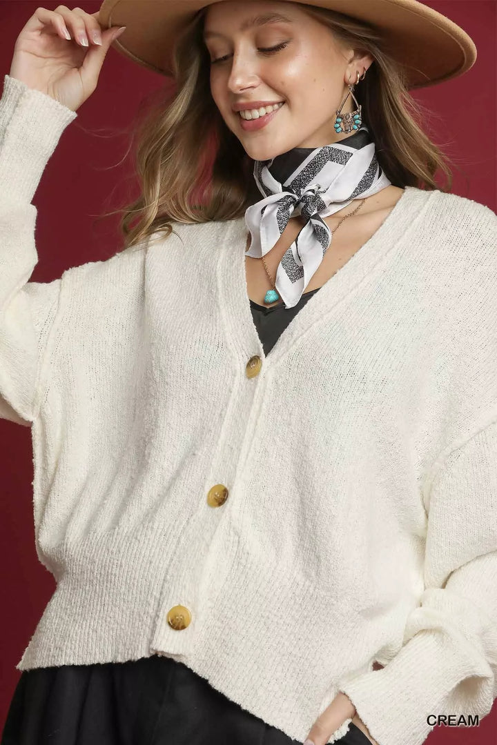 Umgee Button-Front V-Neck Knit Cardigan | Cardigans Daverri Fashions