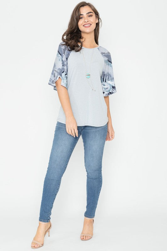 Tie Dye Ruffle Sleeve Tunic