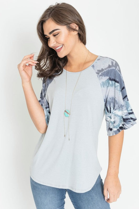 Tie Dye Ruffle Sleeve Tunic