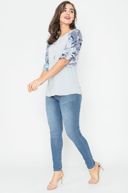 Tie Dye Ruffle Sleeve Tunic