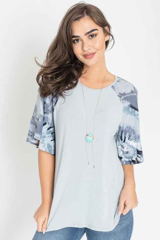 Tie Dye Ruffle Sleeve Tunic