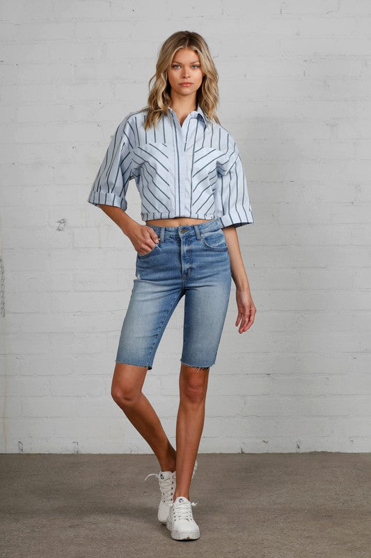 HIGH RISE BIKE SHORTS Denim Shorts