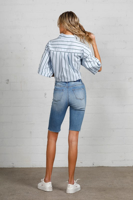 HIGH RISE BIKE SHORTS Denim Shorts