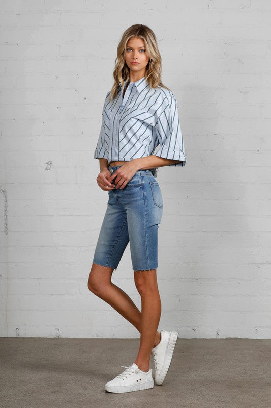 HIGH RISE BIKE SHORTS Denim Shorts
