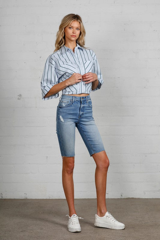 HIGH RISE BIKE SHORTS Denim Shorts