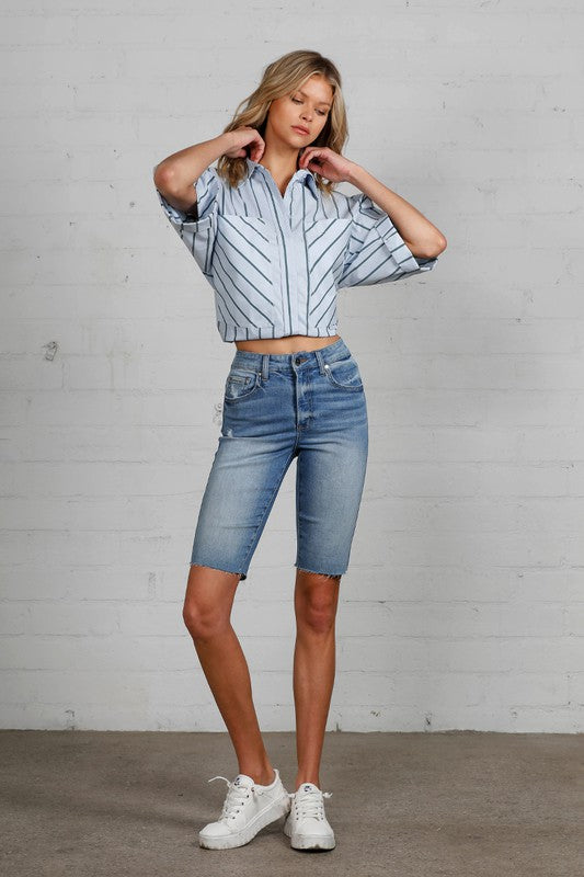 HIGH RISE BIKE SHORTS Denim Shorts