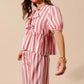 SO ME Front Tie Stripe Top With Puff Sleeves and Wide Leg Pants Set