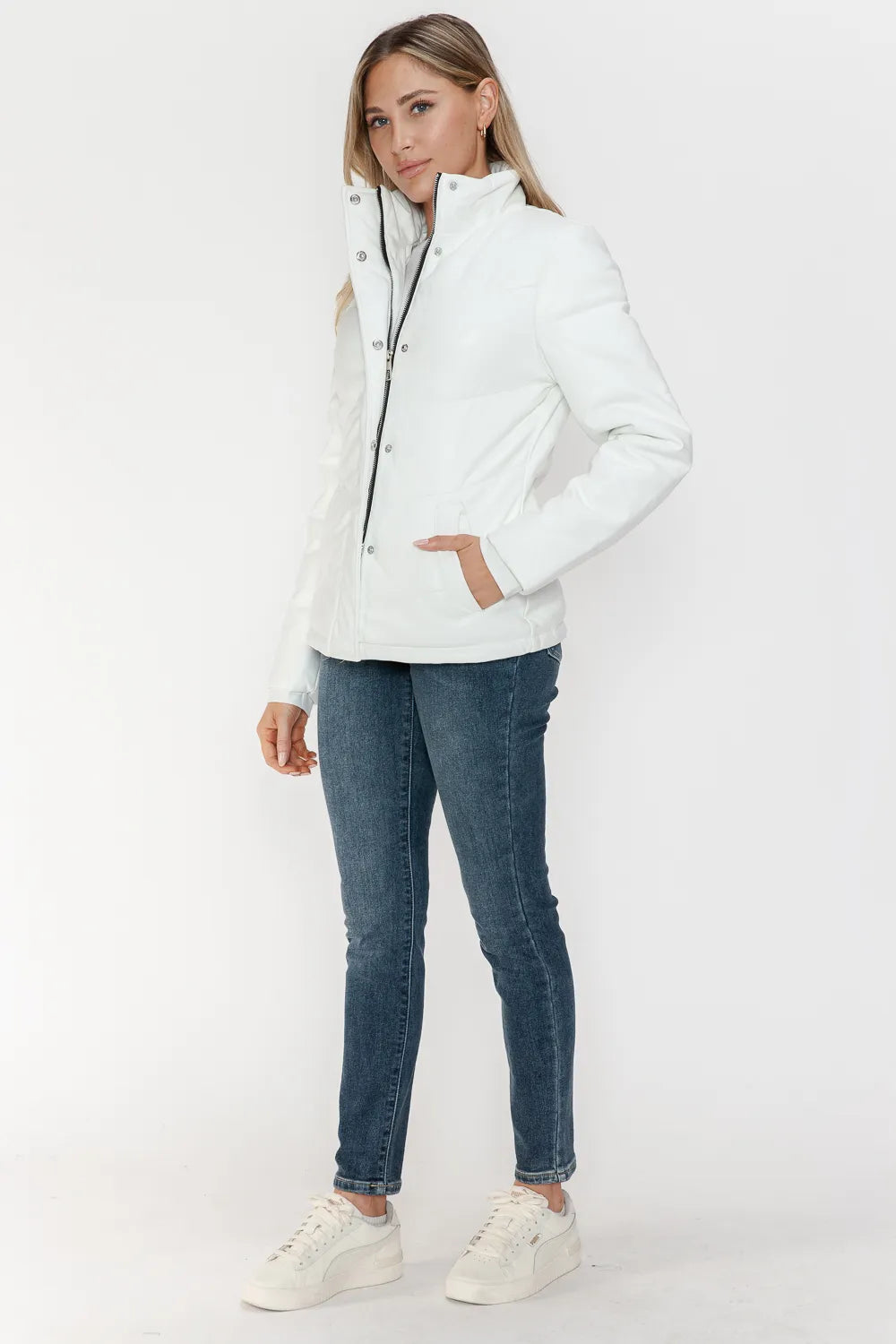 Snobbish Pocketed Zip Up Turtleneck Puffer Jacket Jackets