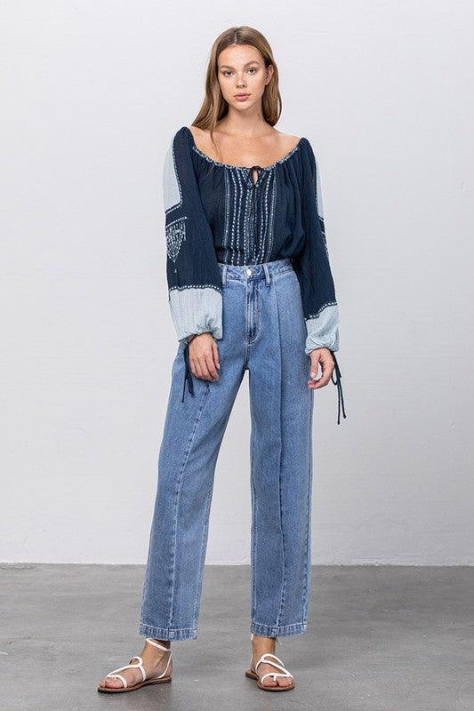 Slouchy Cropped High Waist Jeans Jeans