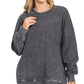 Zenana Full Size Acid Washed Double Ribbed Hi-low Sweatshirt Plus Size - DAVERRI FASHIONS