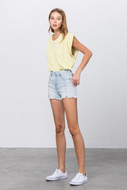 HIGH RISE PREMIUM SHORTS WITH FRONT ZIPPER | Denim Shorts Daverri Fashions