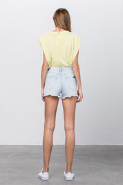 HIGH RISE PREMIUM SHORTS WITH FRONT ZIPPER | Denim Shorts Daverri Fashions