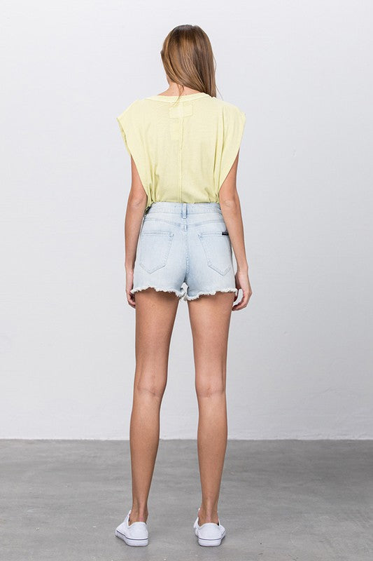 HIGH RISE PREMIUM SHORTS WITH FRONT ZIPPER Denim Shorts