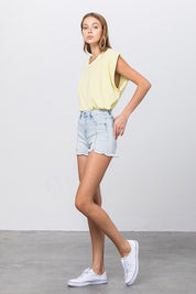 HIGH RISE PREMIUM SHORTS WITH FRONT ZIPPER | Denim Shorts Daverri Fashions